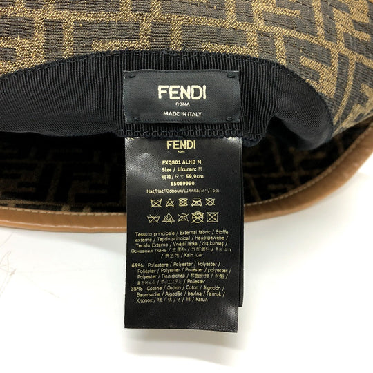 FENDI hat FXQ801 Polyester, Cotton Brown Zucca Bucket hat mens Used Authentic