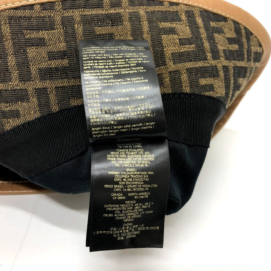 FENDI hat FXQ801 Polyester, Cotton Brown Zucca Bucket hat mens Used Authentic