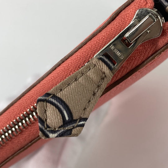 HERMES Long Wallet Purse Epsom Pink type Azap Long Silk in Women Used Authentic