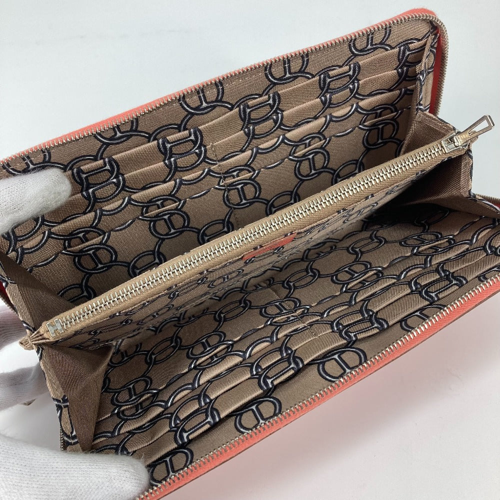HERMES Long Wallet Purse Epsom Pink type Azap Long Silk in Women Used Authentic