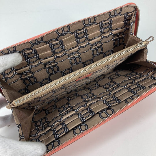 HERMES Long Wallet Purse Epsom Pink type Azap Long Silk in Women Used Authentic