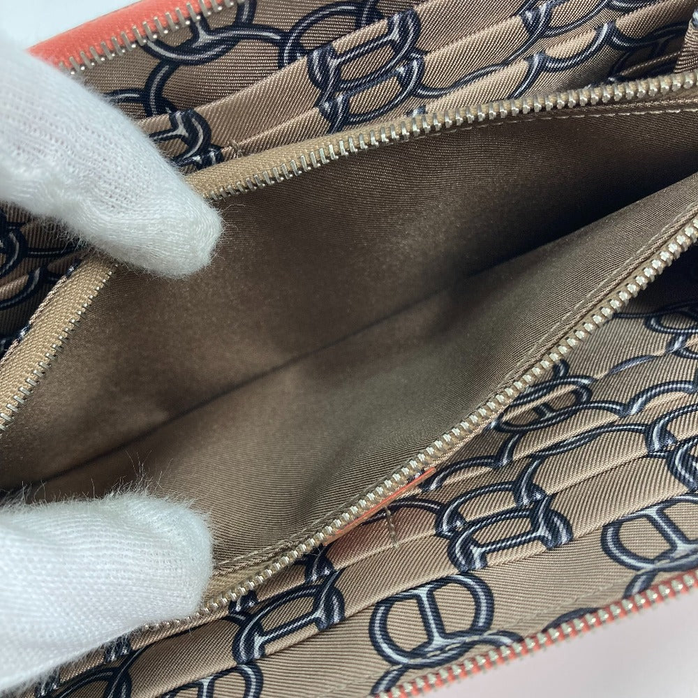 HERMES Long Wallet Purse Epsom Pink type Azap Long Silk in Women Used Authentic