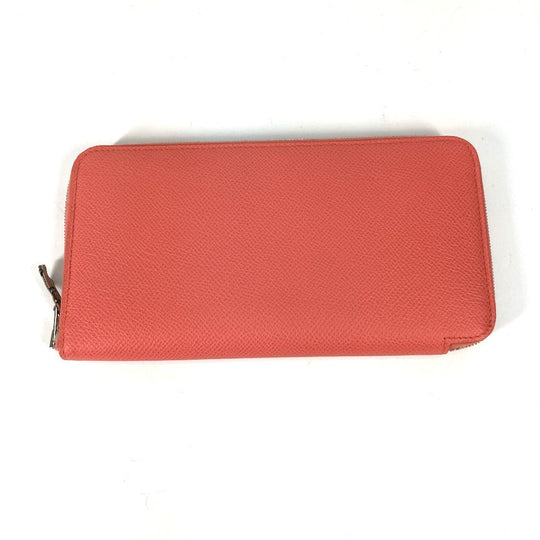 HERMES Long Wallet Purse Epsom Pink type Azap Long Silk in Women Used Authentic