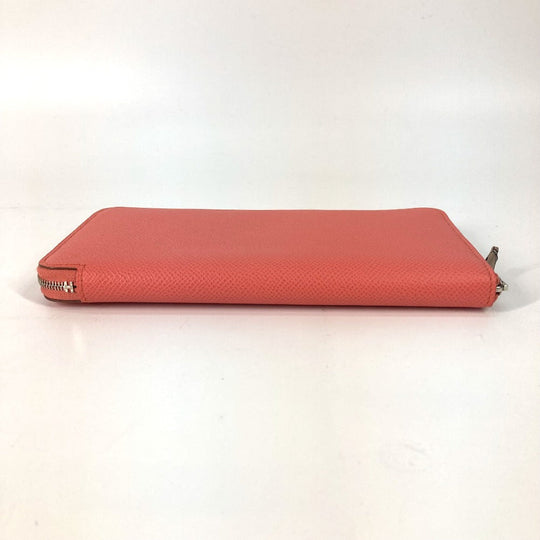 HERMES Long Wallet Purse Epsom Pink type Azap Long Silk in Women Used Authentic
