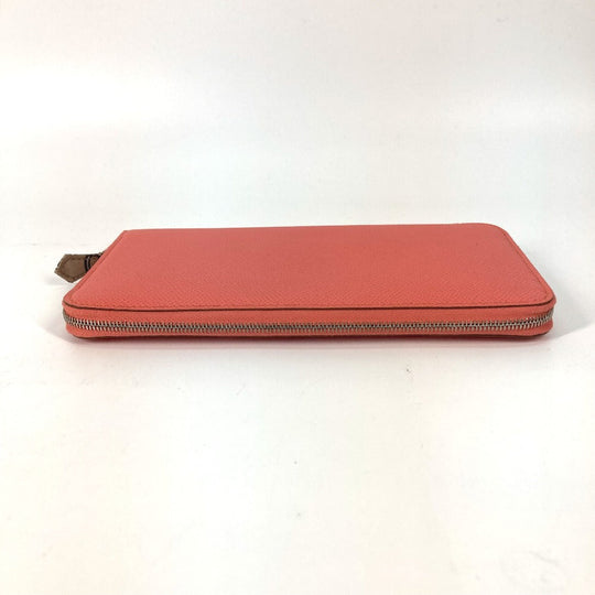 HERMES Long Wallet Purse Epsom Pink type Azap Long Silk in Women Used Authentic