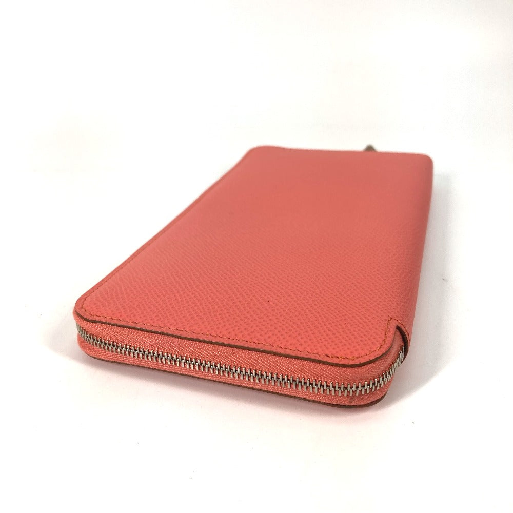 HERMES Long Wallet Purse Epsom Pink type Azap Long Silk in Women Used Authentic