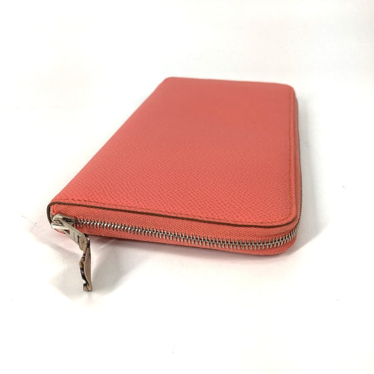 HERMES Long Wallet Purse Epsom Pink type Azap Long Silk in Women Used Authentic