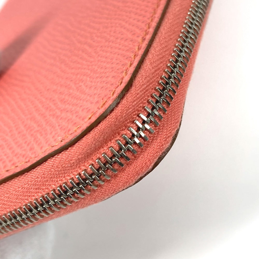 HERMES Long Wallet Purse Epsom Pink type Azap Long Silk in Women Used Authentic