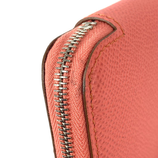 HERMES Long Wallet Purse Epsom Pink type Azap Long Silk in Women Used Authentic