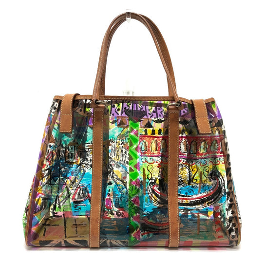 PRADA Tote Bag BR2515 Plastics/Leather multicolor Venetian print Women Used Authentic