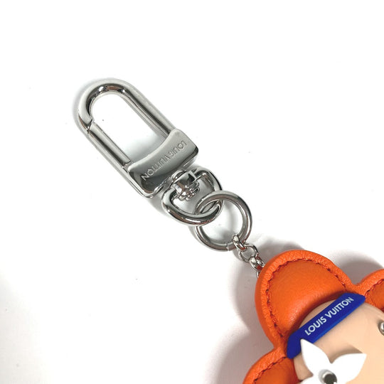 LOUIS VUITTON key ring M01198 Metal / leather Orange Bag charm Vivienne Jim Women Used Authentic