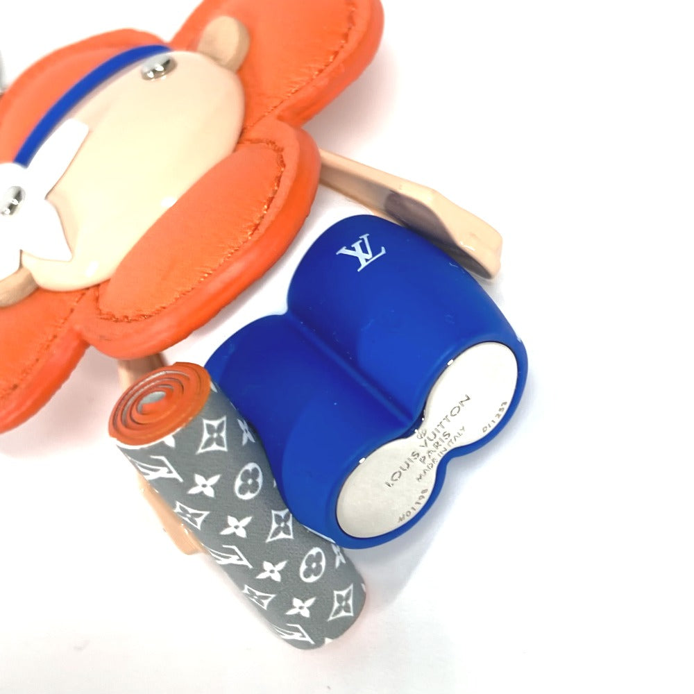 LOUIS VUITTON key ring M01198 Metal / leather Orange Bag charm Vivienne Jim Women Used Authentic