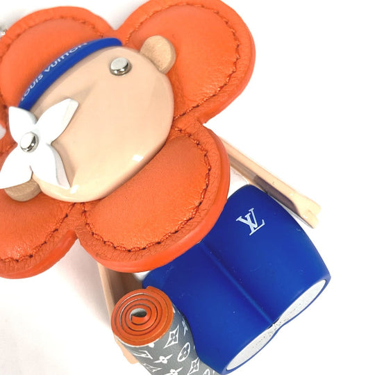 LOUIS VUITTON key ring M01198 Metal / leather Orange Bag charm Vivienne Jim Women Used Authentic