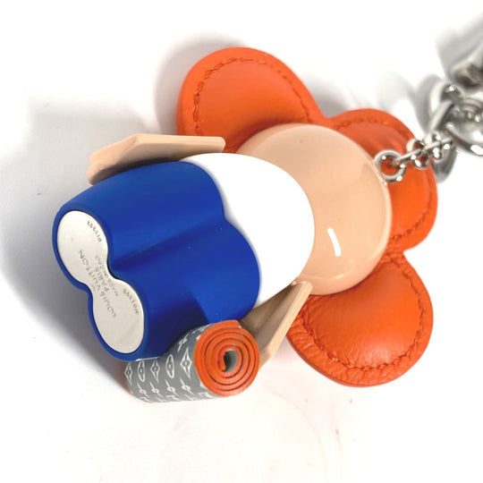 LOUIS VUITTON key ring M01198 Metal / leather Orange Bag charm Vivienne Jim Women Used Authentic