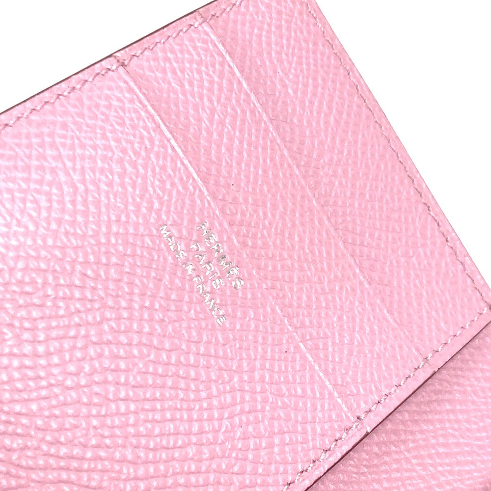 HERMES Trifold wallet Epsom pink Bearn combine Women Used Authentic