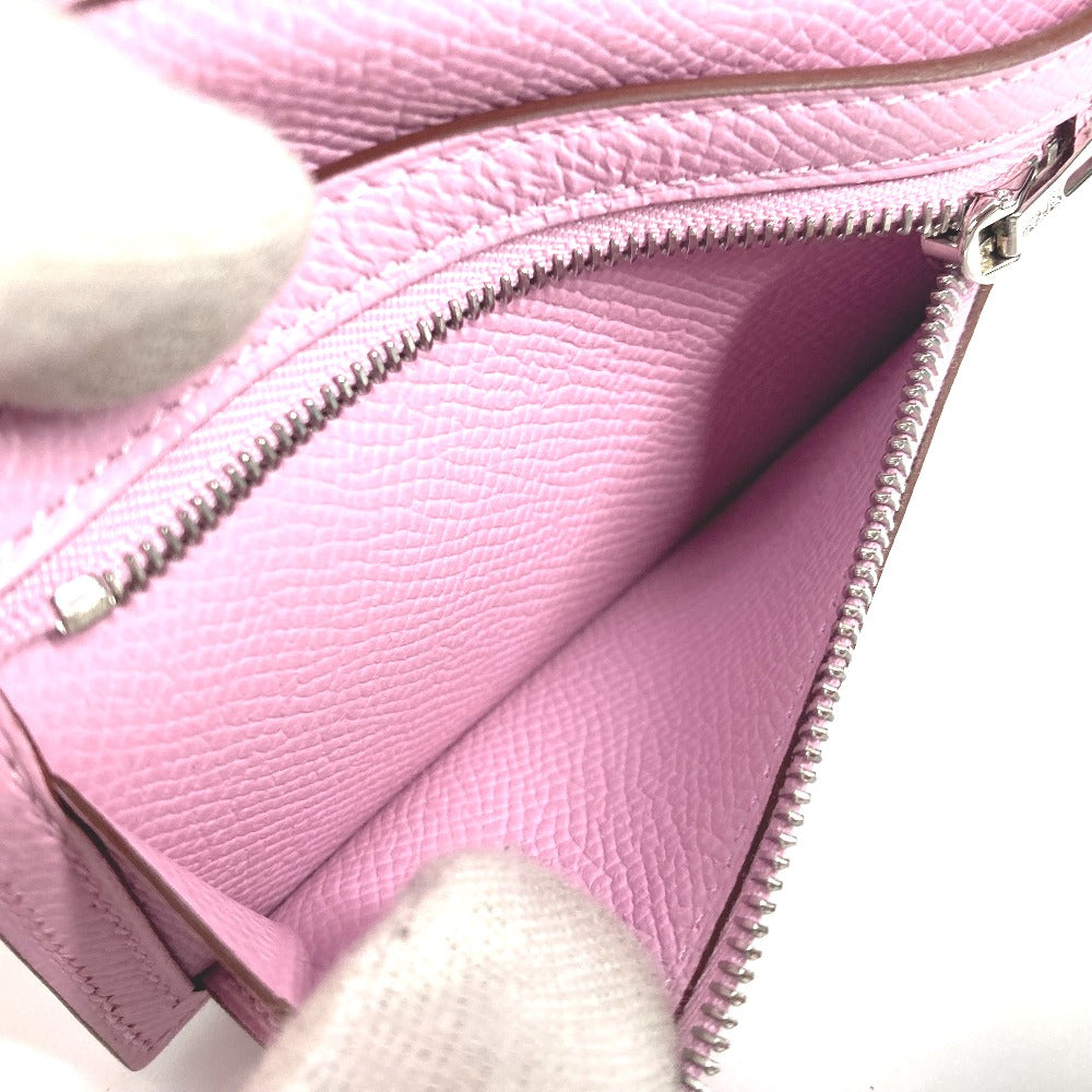 HERMES Trifold wallet Epsom pink Bearn combine Women Used Authentic