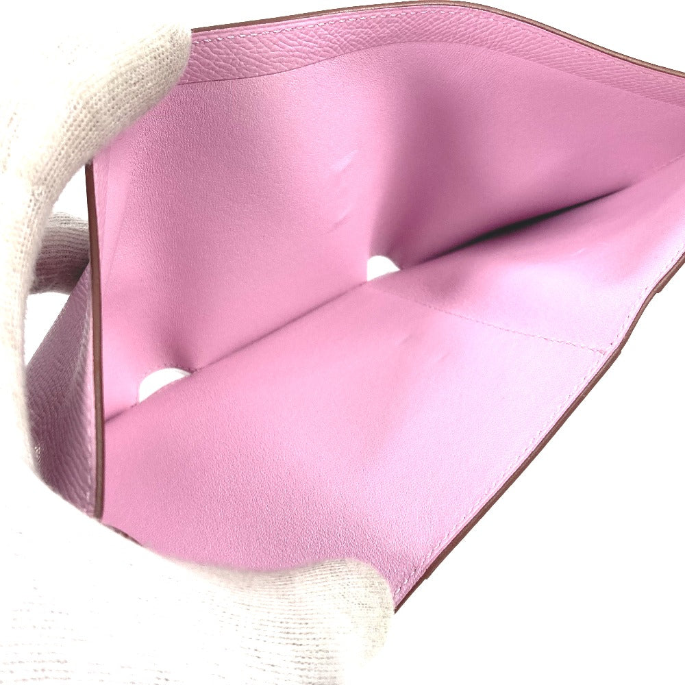 HERMES Trifold wallet Epsom pink Bearn combine Women Used Authentic