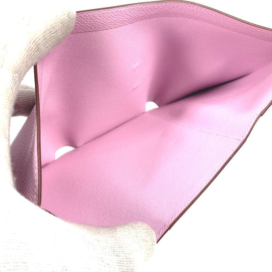 HERMES Trifold wallet Epsom pink Bearn combine Women Used Authentic