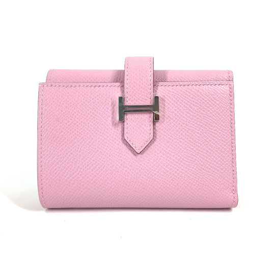HERMES Trifold wallet Epsom pink Bearn combine Women Used Authentic