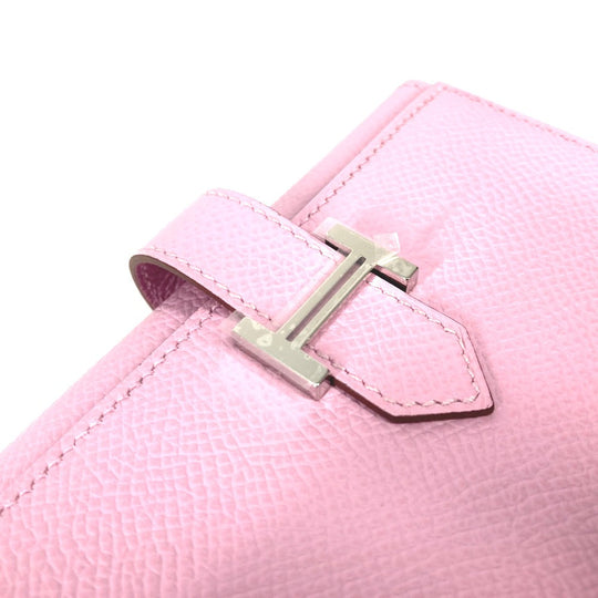 HERMES Trifold wallet Epsom pink Bearn combine Women Used Authentic