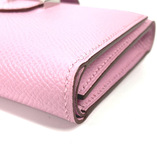 HERMES Trifold wallet Epsom pink Bearn combine Women Used Authentic