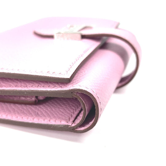 HERMES Trifold wallet Epsom pink Bearn combine Women Used Authentic