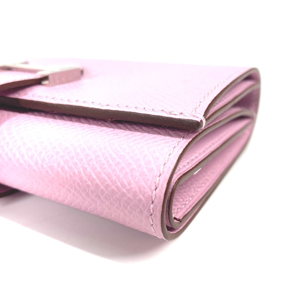HERMES Trifold wallet Epsom pink Bearn combine Women Used Authentic