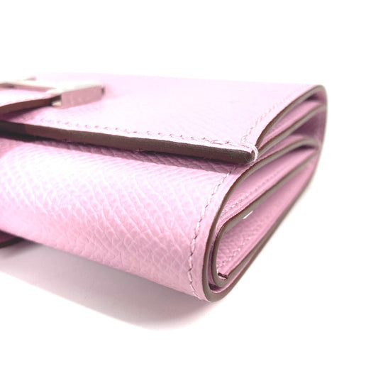 HERMES Trifold wallet Epsom pink Bearn combine Women Used Authentic