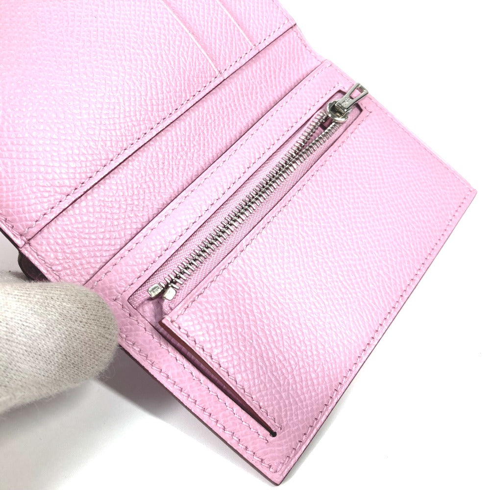 HERMES Trifold wallet Epsom pink Bearn combine Women Used Authentic