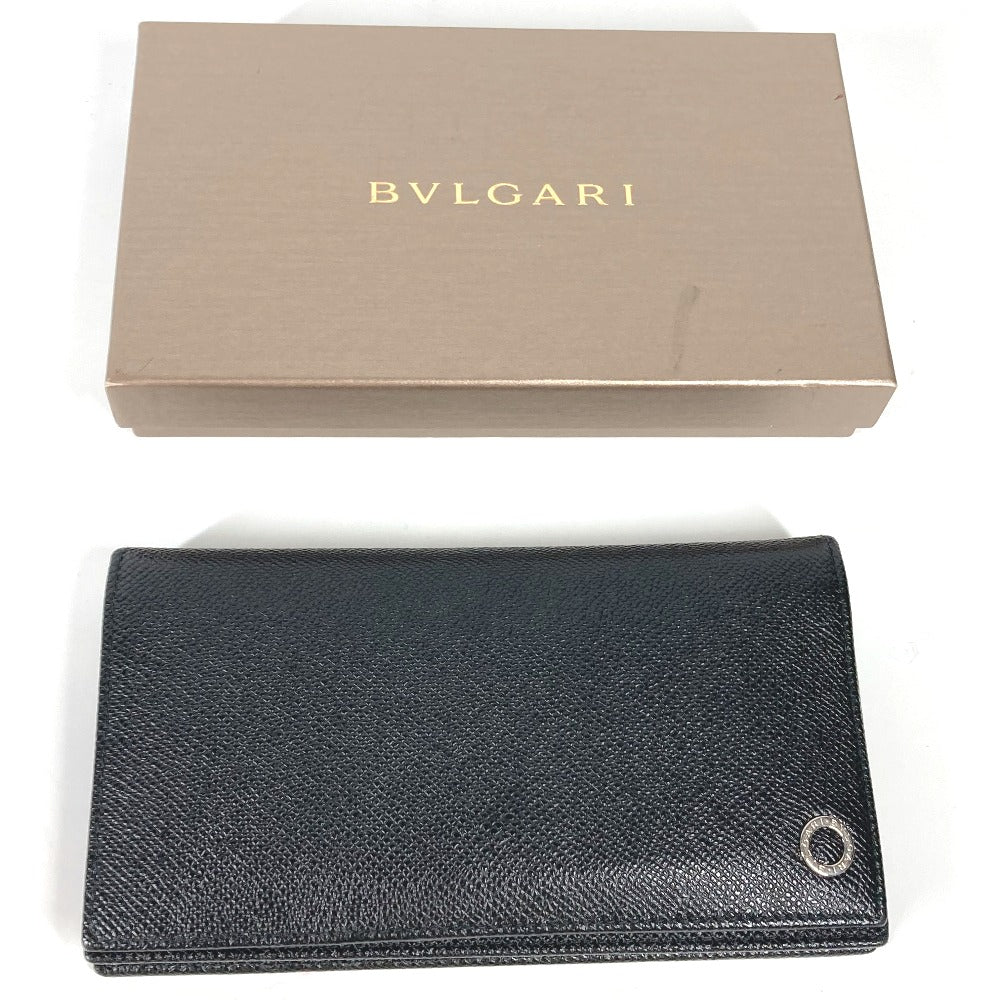 BVLGARI Long Wallet Purse leather black Long wallet Bulgari Bulgari mens Used Authentic
