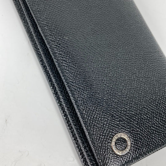BVLGARI Long Wallet Purse leather black Long wallet Bulgari Bulgari mens Used Authentic