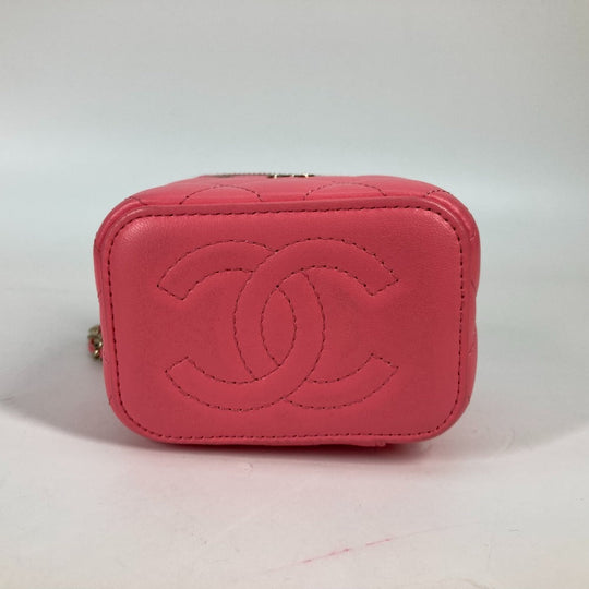 CHANEL Shoulder Bag AP1340 lambskin pink Timeless classic line small vanity bag Women Used Authentic