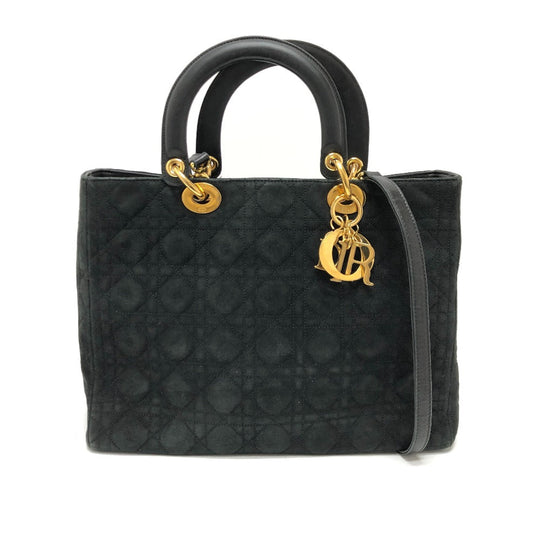 Dior Handbag Leather / suede black Lady Dior LADY DIOR Women Used Authentic