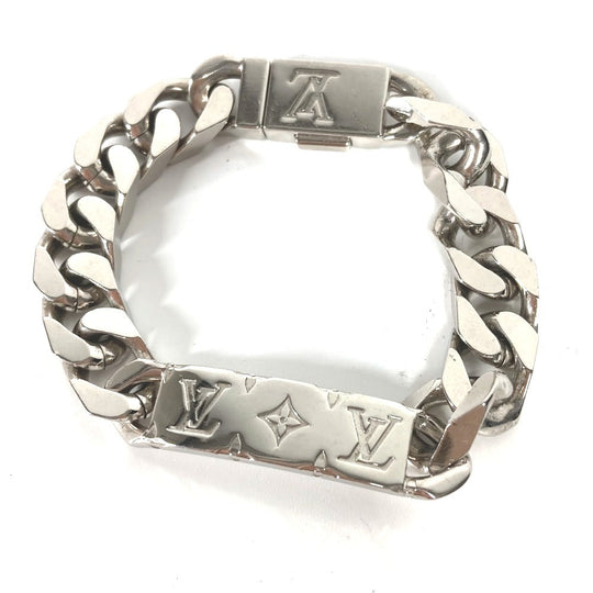 LOUIS VUITTON bracelet M00270 metal Silver chain bracelet monogram mens Used Authentic