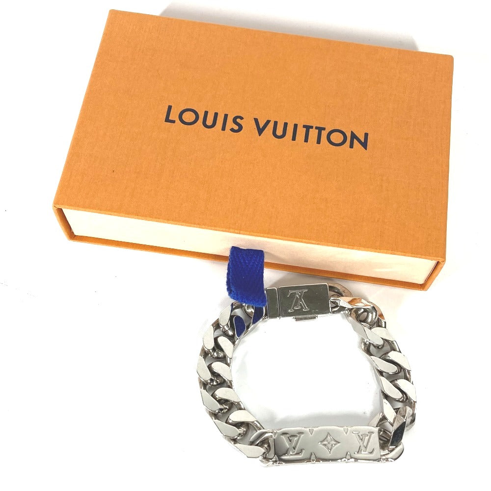 LOUIS VUITTON bracelet M00270 metal Silver chain bracelet monogram mens Used Authentic