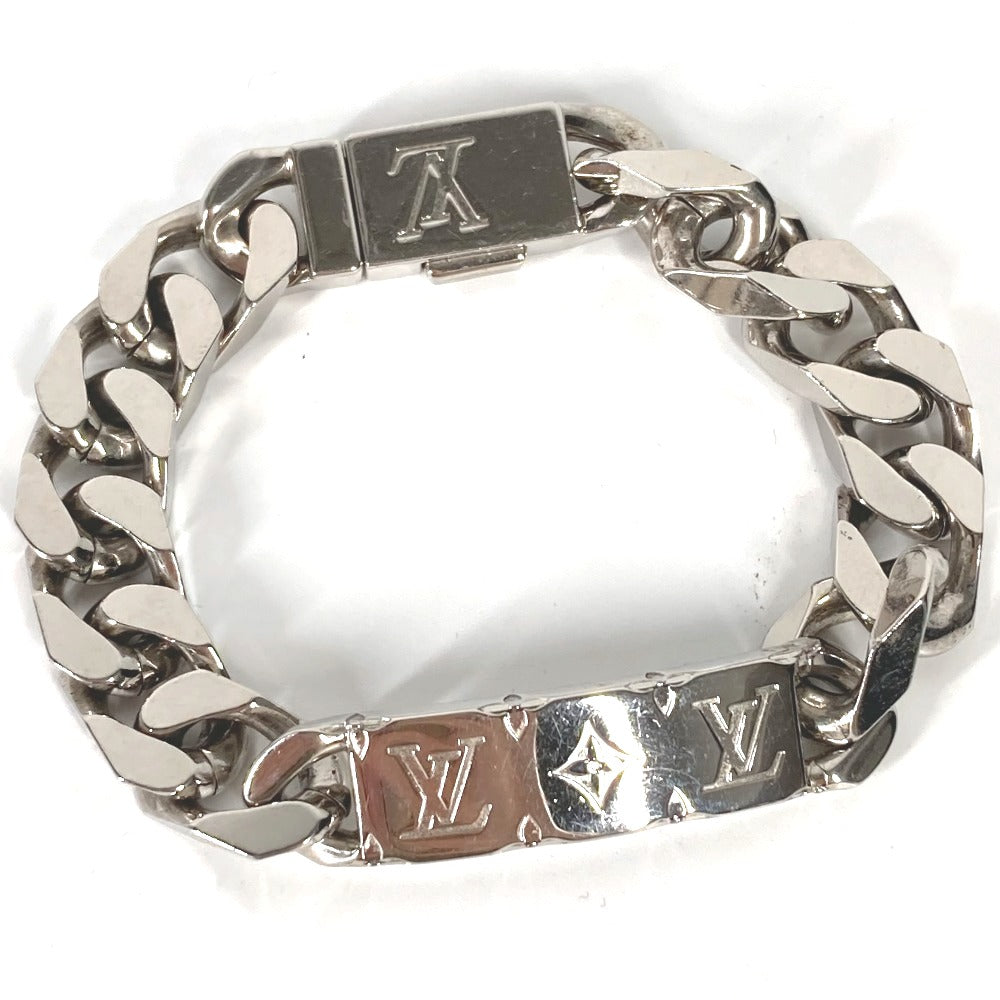 LOUIS VUITTON bracelet M00270 metal Silver chain bracelet monogram mens Used Authentic