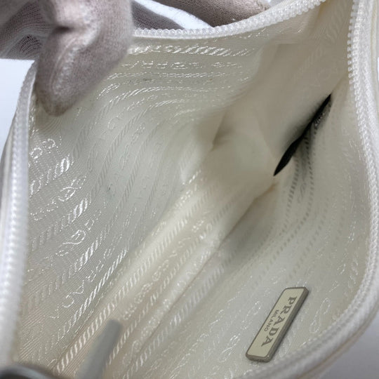 PRADA Shoulder Bag 1NE515 Nylon white Re-Edition 2000 triangle logo triangle Women Used Authentic