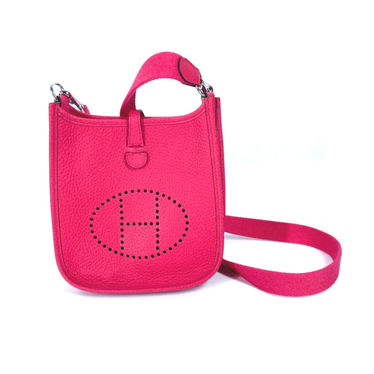 HERMES Shoulder Bag Taurillon Clemence pink Crossbody pochette Evelyn TPM 16 Women Used Authentic