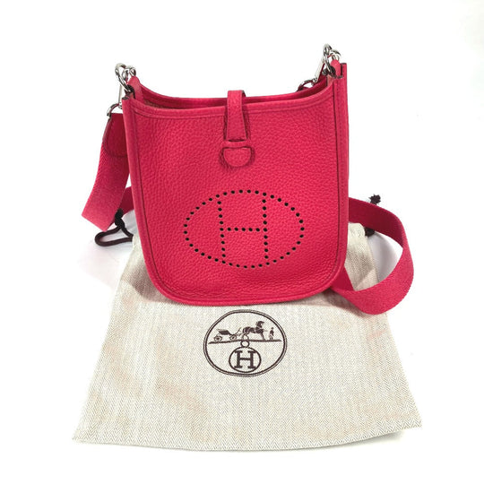 HERMES Shoulder Bag Taurillon Clemence pink Crossbody pochette Evelyn TPM 16 Women Used Authentic