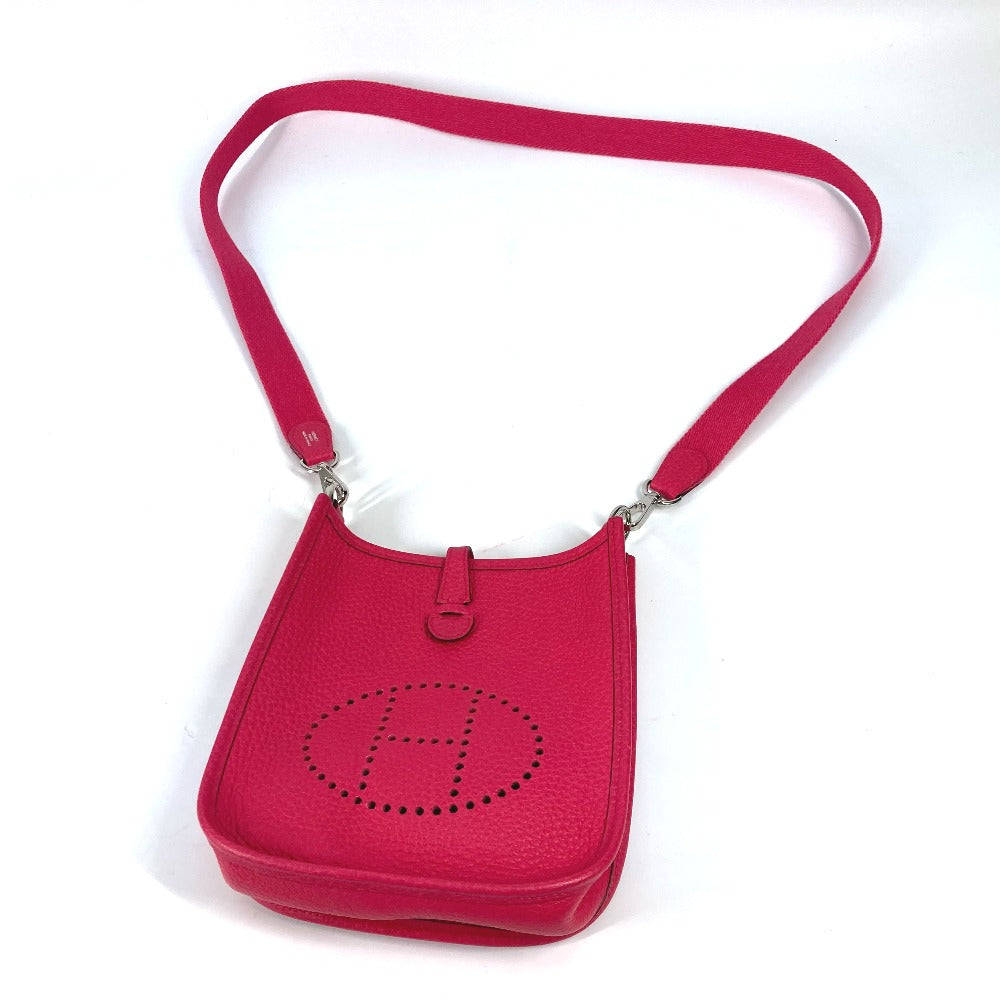 HERMES Shoulder Bag Taurillon Clemence pink Crossbody pochette Evelyn TPM 16 Women Used Authentic