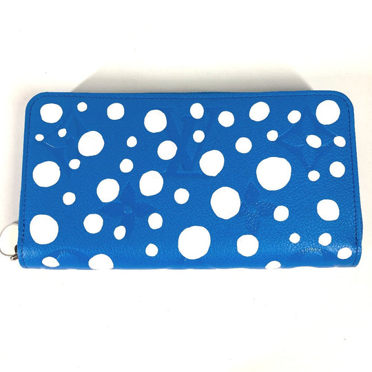 LOUIS VUITTON Long Wallet Purse M81954 Monogram Ann Platt Leather blue LVxYK Yayoi Kusama collaboration zippy wallet infinity dot mens Used Authentic