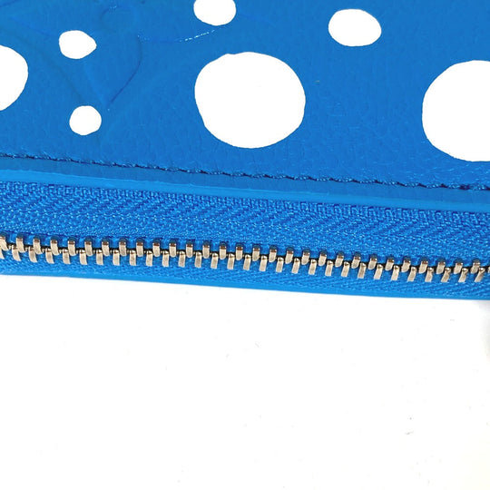 LOUIS VUITTON Long Wallet Purse M81954 Monogram Ann Platt Leather blue LVxYK Yayoi Kusama collaboration zippy wallet infinity dot mens Used Authentic