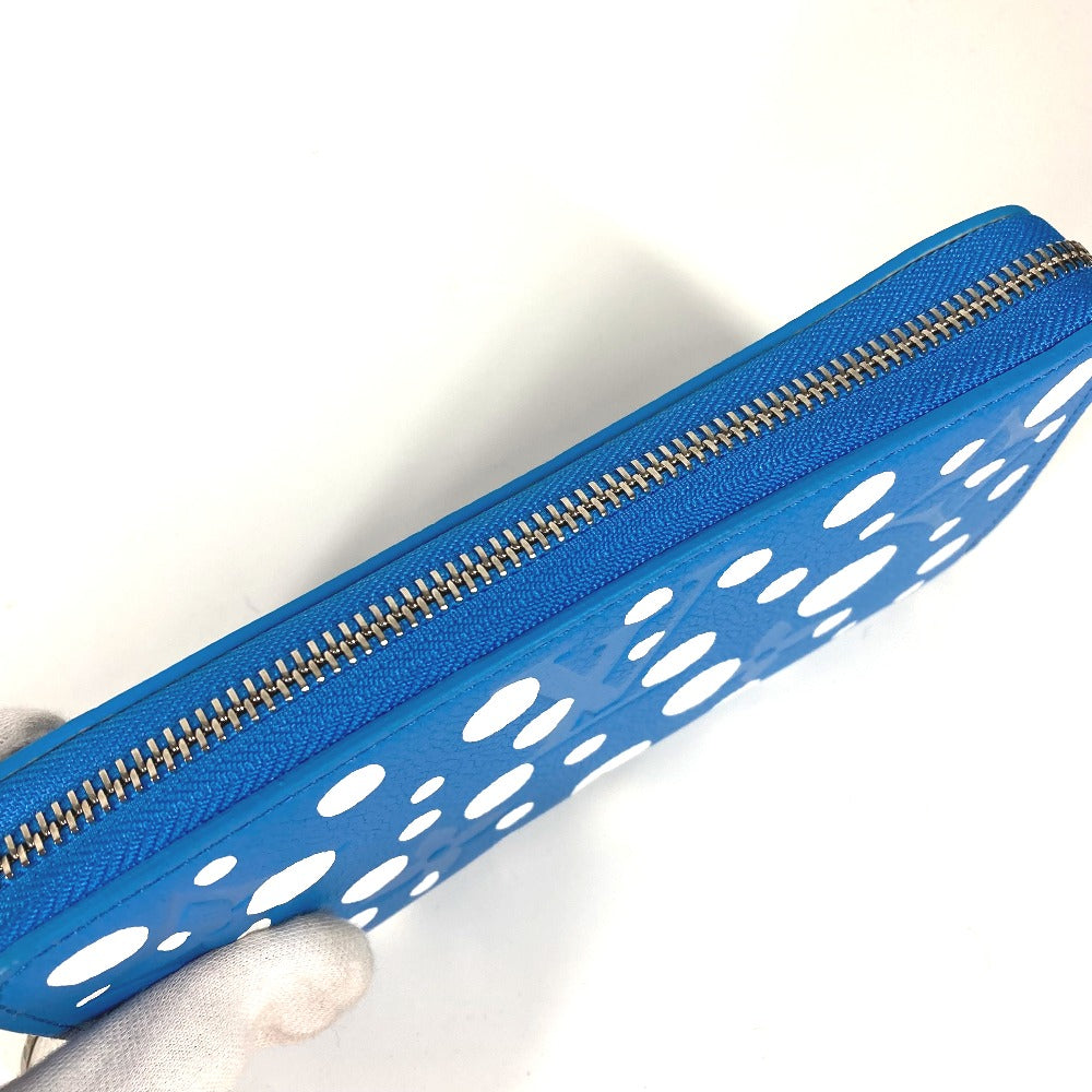 LOUIS VUITTON Long Wallet Purse M81954 Monogram Ann Platt Leather blue LVxYK Yayoi Kusama collaboration zippy wallet infinity dot mens Used Authentic