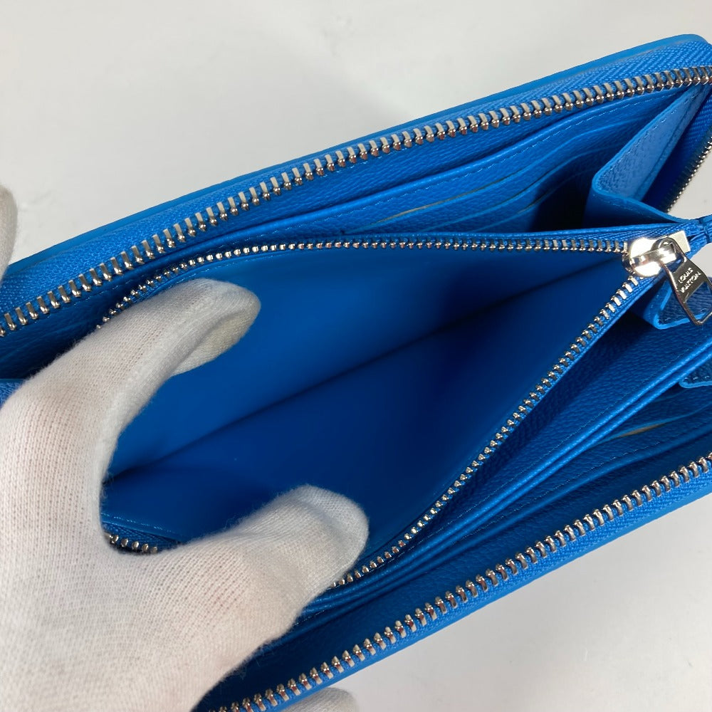 LOUIS VUITTON Long Wallet Purse M81954 Monogram Ann Platt Leather blue LVxYK Yayoi Kusama collaboration zippy wallet infinity dot mens Used Authentic