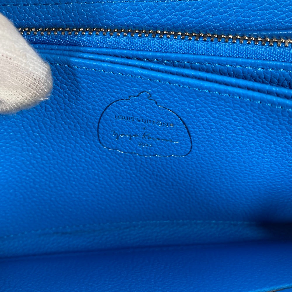LOUIS VUITTON Long Wallet Purse M81954 Monogram Ann Platt Leather blue LVxYK Yayoi Kusama collaboration zippy wallet infinity dot mens Used Authentic