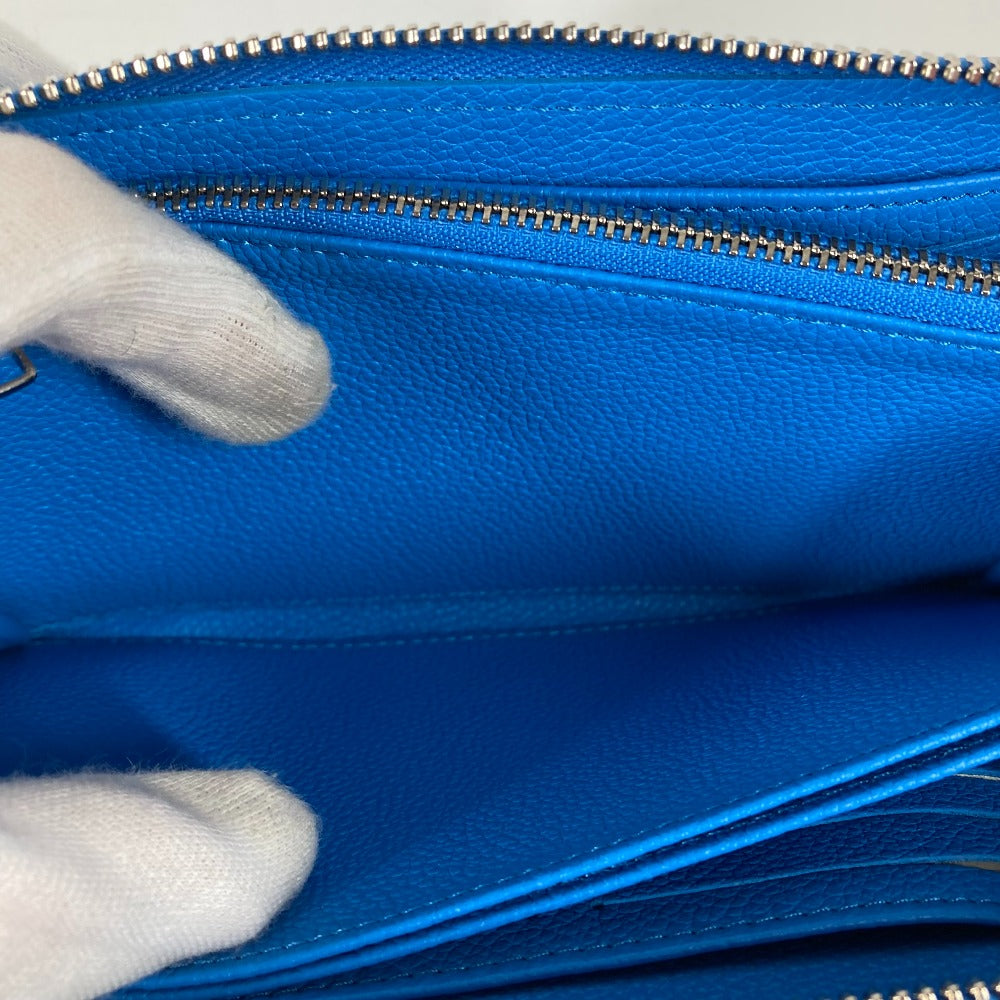 LOUIS VUITTON Long Wallet Purse M81954 Monogram Ann Platt Leather blue LVxYK Yayoi Kusama collaboration zippy wallet infinity dot mens Used Authentic