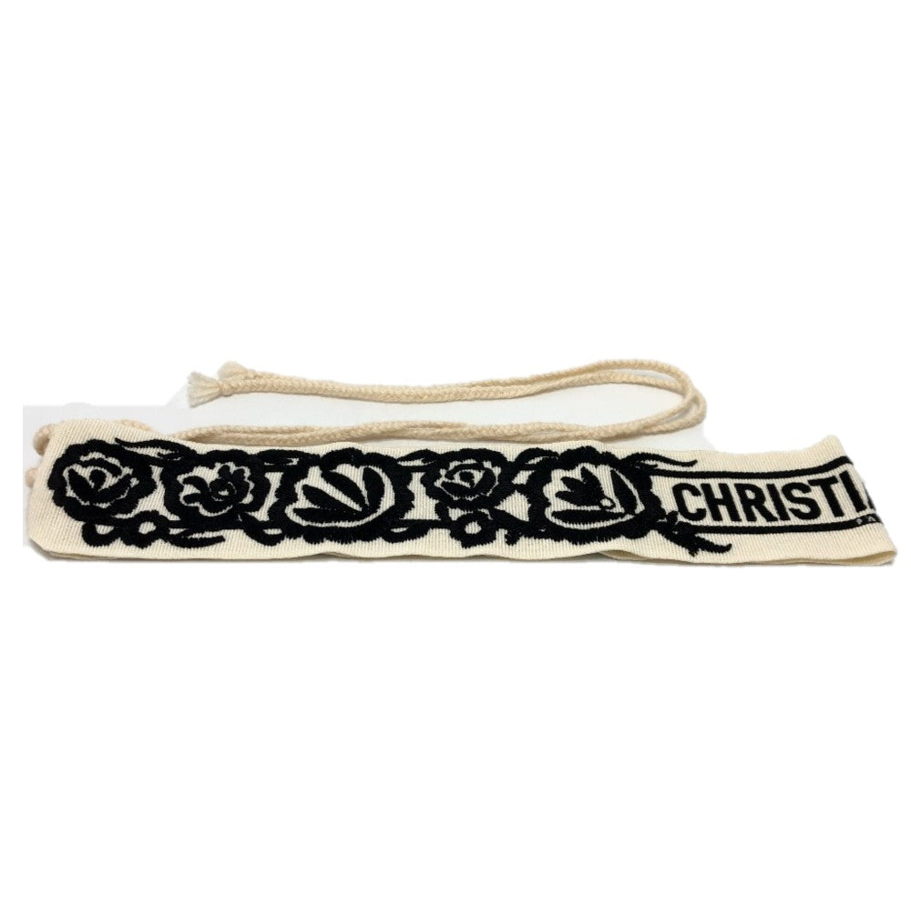 Dior belt canvas white mexican flower belt embroidery Women Used Authentic