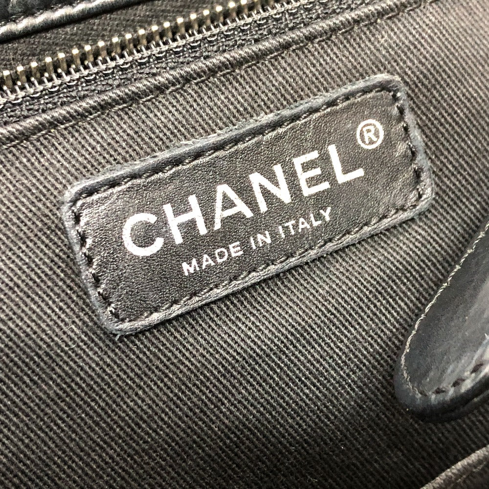 CHANEL Tote Bag leather black Woven Shoulder Bag CC COCO Mark Quilting Women Used Authentic