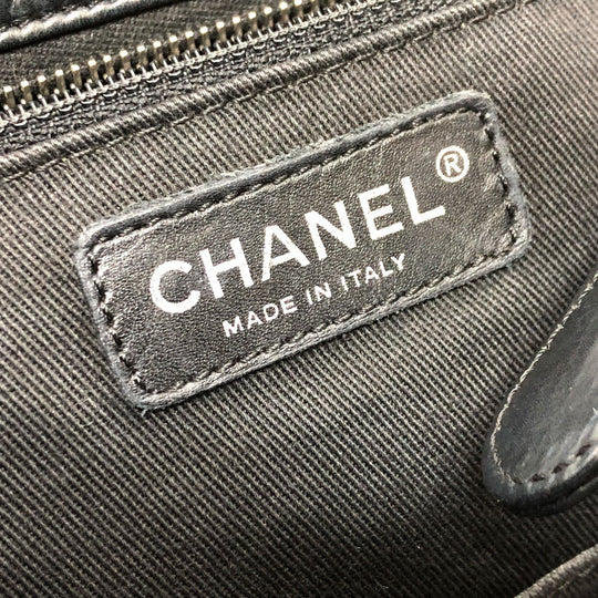 CHANEL Tote Bag leather black Woven Shoulder Bag CC COCO Mark Quilting Women Used Authentic