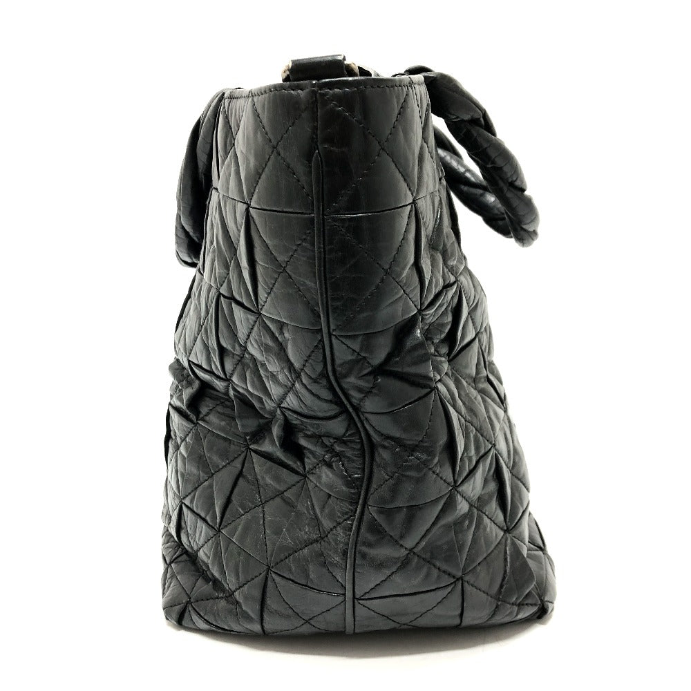 CHANEL Tote Bag leather black Woven Shoulder Bag CC COCO Mark Quilting Women Used Authentic